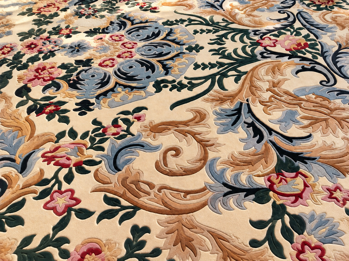 Hand-knotted rug with a detailed traditional medallion