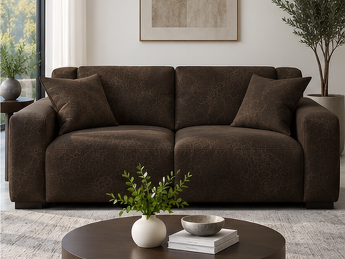 Briston velvet upholstery fabric, Cool Brown colorway