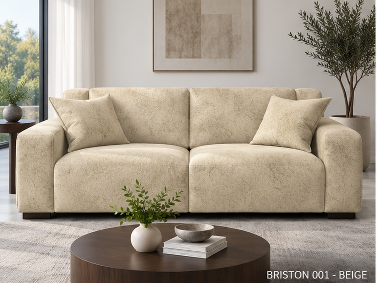 Briston velvet upholstery fabric, Beige colorway