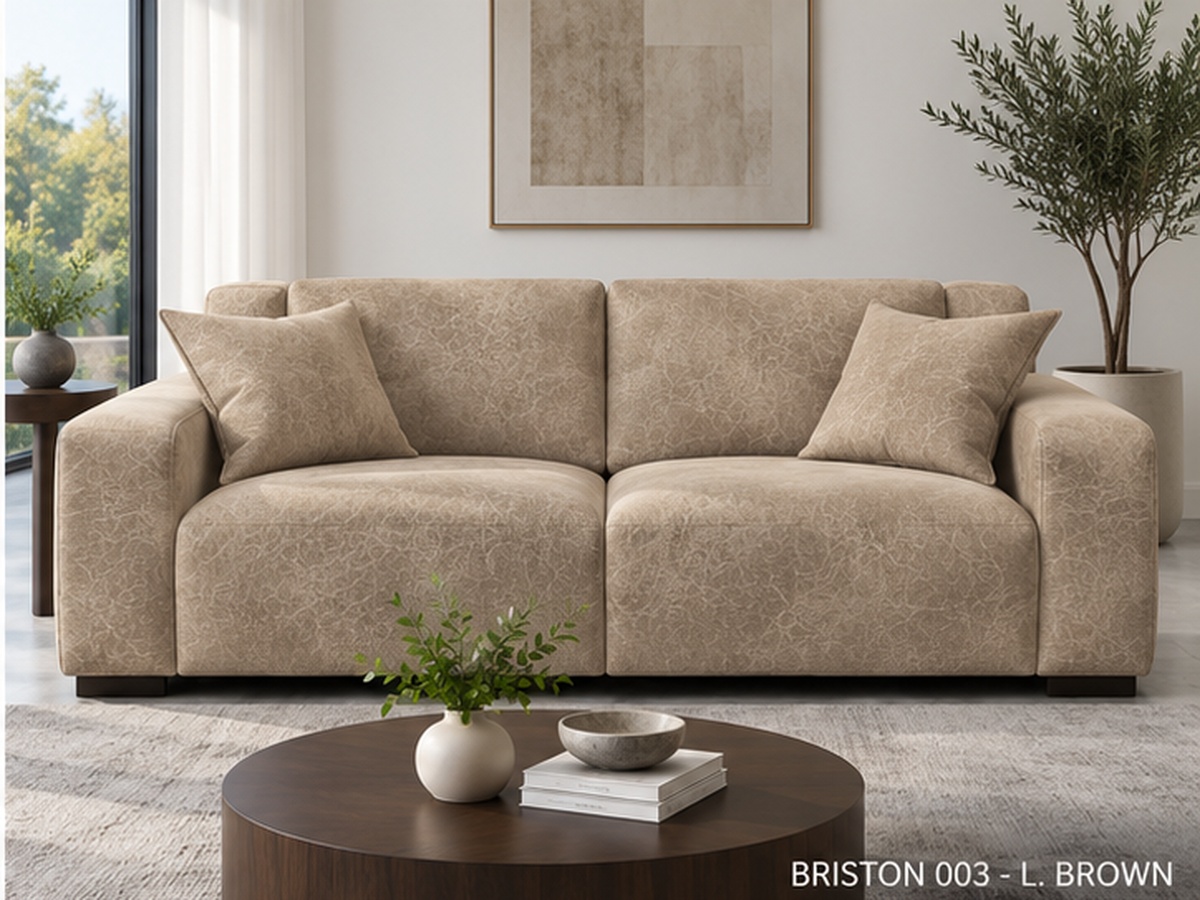 Briston velvet upholstery fabric, Light Brown colorway