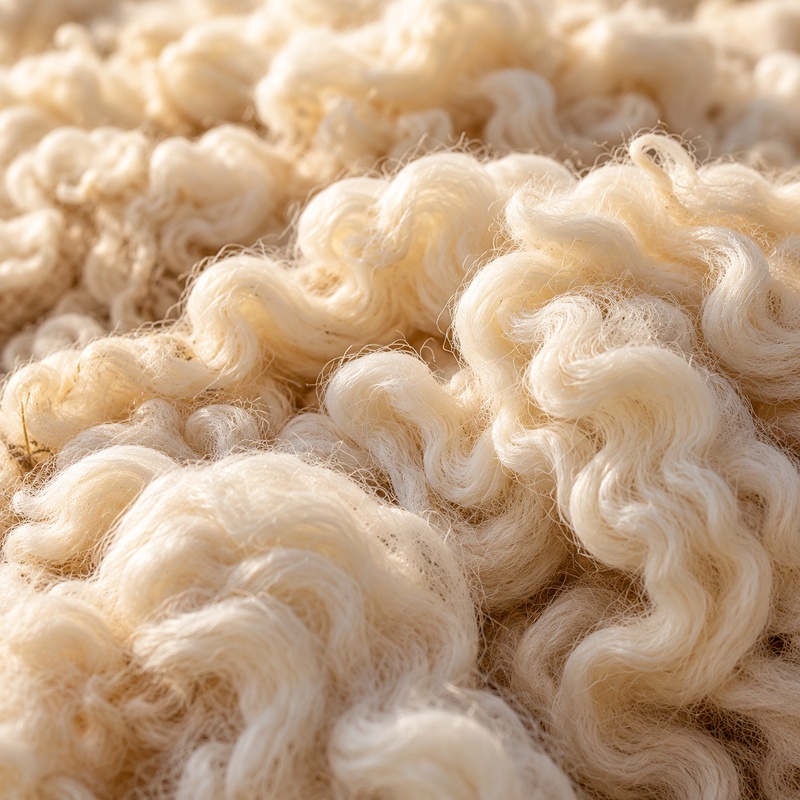 Close-up of soft undyed New Zealand wool fleece
