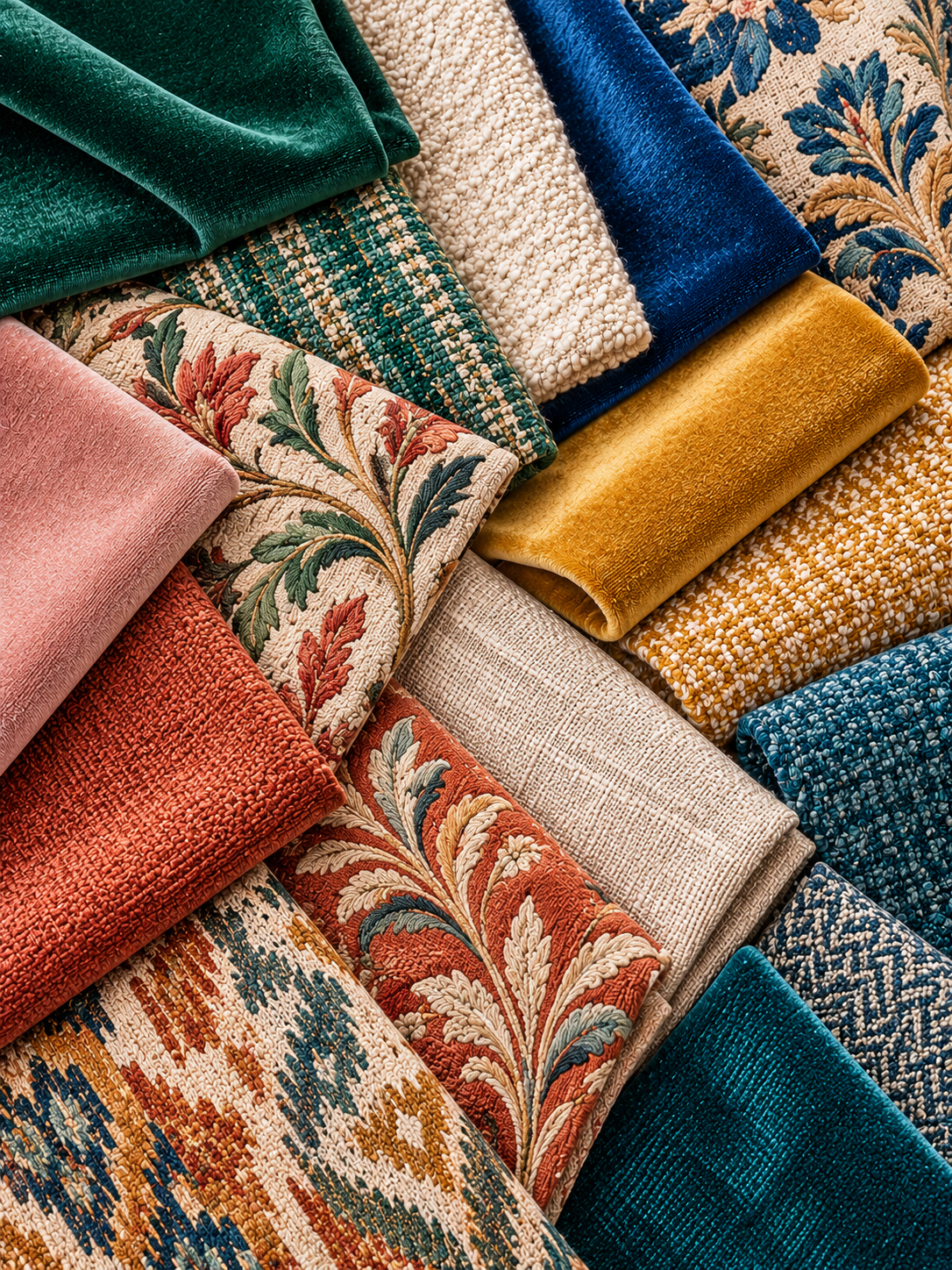 Rolls of premium upholstery fabric
